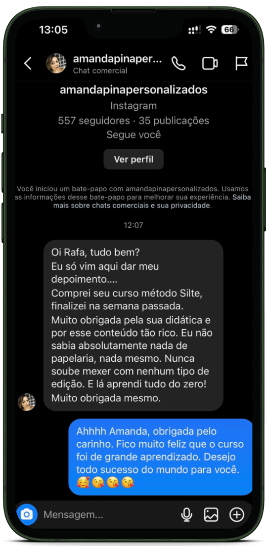 Depoimento de aluna do método Silte