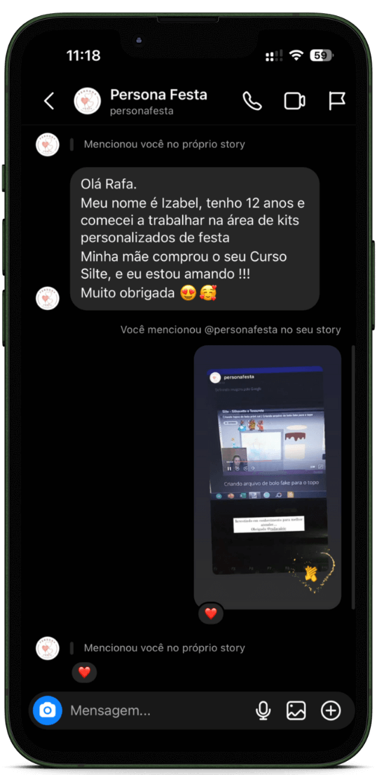 Depoimento de aluna do método Silte